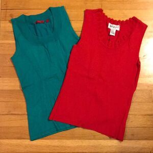 Lot of 2 Fitted Y2K Sweater Tanks; Layering, Business, Suiting